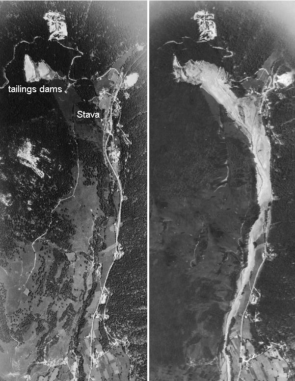 Imágen satelital del antes y el después de la unhundación.